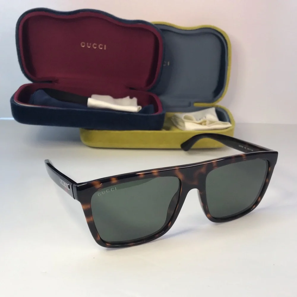 New Authentic Gucci Green Browline Men's Sunglasses GG0748S 003